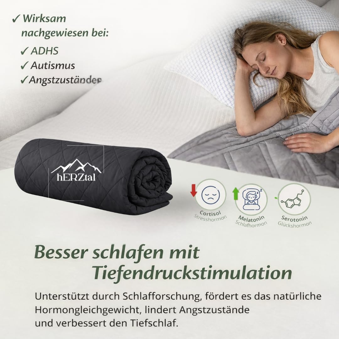 Gewichtsdecke (5 kg-8 kg) – 200 x 135 cm Therapiedecke mit Glasperlen – Sommer- & Winterseite – Öko-Tex-zertifiziert – inklusive Tasche (5 kg) – Bild 9