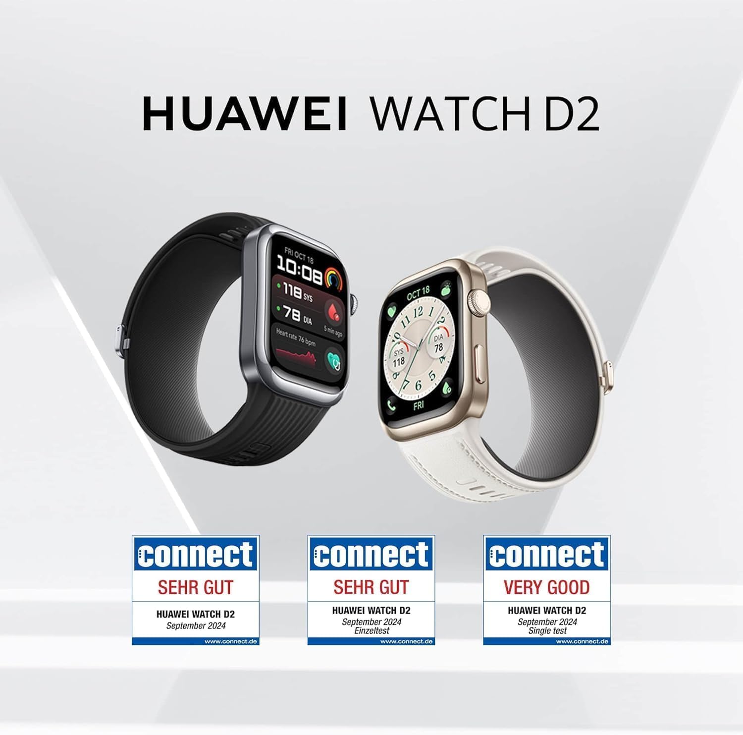 HUAWEI Watch D2 Smartwatch, 1,82 Zoll AMOLED-Display, ambulantes Blutdruckmessgerät, schlankes Design, EKG, Smart Lifestyle-Funktionen, Gesundheits-Community, kompatibel mit iOS & Android, Schwarz – Bild 2