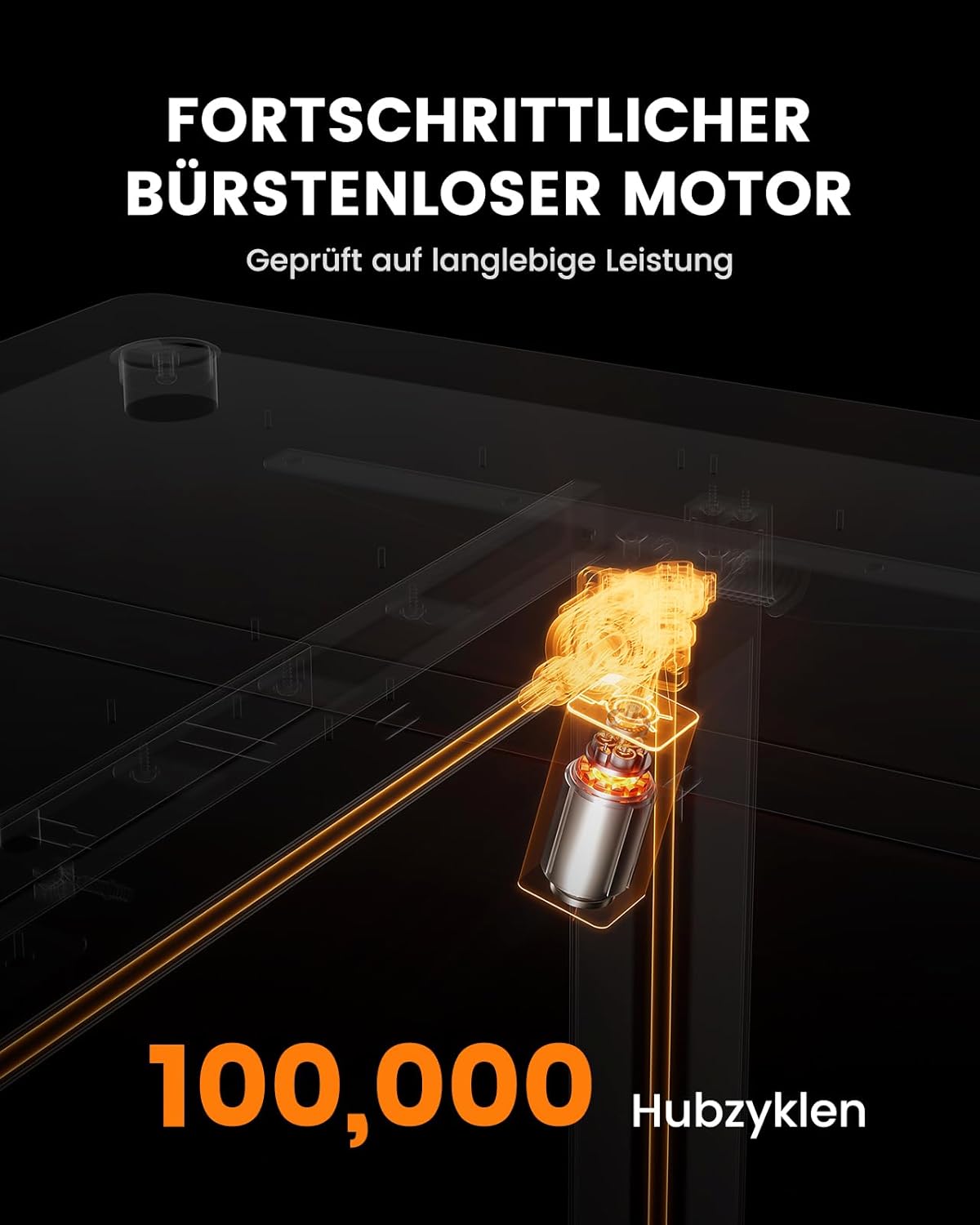 ErGear Höhenverstellbarer Schreibtisch, 140 x 80 cm, 100 kg Tragkraft, elektrischer Schreibtisch mit fortschrittlichem bürstenlosem Motor, leise Funktion, robustes Metallgestell, vierteilige Tischplatte – Bild 4
