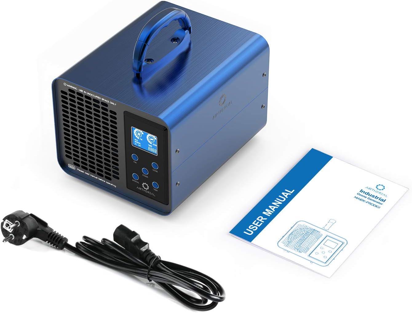 Airthereal MA10K-PRODIGI Digitales Ozongerät, leistungsstarker O3-Ozongenerator zur Geruchsentfernung, Luftionisator und Desodorierer für große Räume, Autos und Rauch, mit Timer, Blau – Bild 7