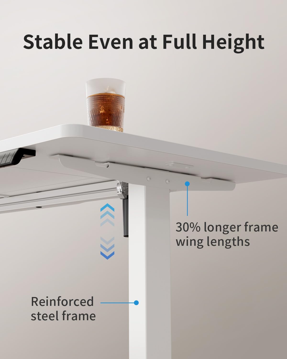 FEZIBO Höhenverstellbarer Schreibtisch mit USB-A- und USB-C-Ladeanschlüssen, 120 x 60 cm Schreibtisch, höhenverstellbar, elektrisch, ergonomischer Stehsitztisch für Home Office, Stehpult, Weiß – Bild 4