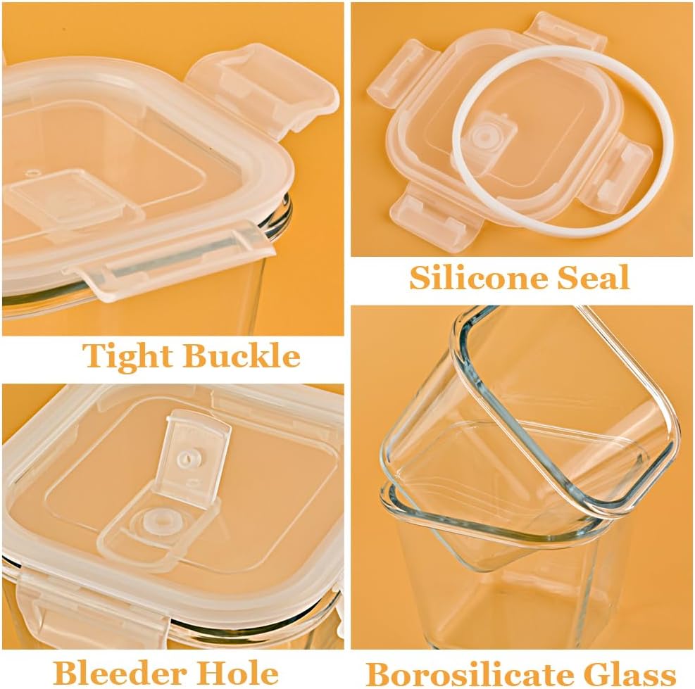 880 ml Glasbehälter mit Deckel, 2er-Set Meal-Prep-Gläser, Glasschüssel mit Deckel, Glas-Suppenbehälter, Frischhaltedosen, Glas, spülmaschinenfest, mikrowellen- und gefriergeeignet, BPA-frei – Bild 3