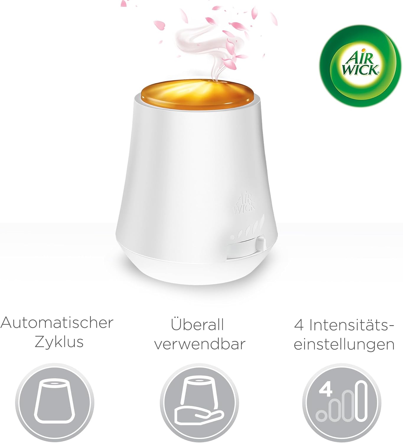 Air Wick Aromaöl-Flaschen-Starter-Set – Diffusor mit 2 Nachfüllungen – Aromatherapie – Duft: Beruhigende Rose – Blumiger Raumduft mit ätherischen Ölen – 2 x 20 ml Öl mit Gerät in Weiß – Bild 2
