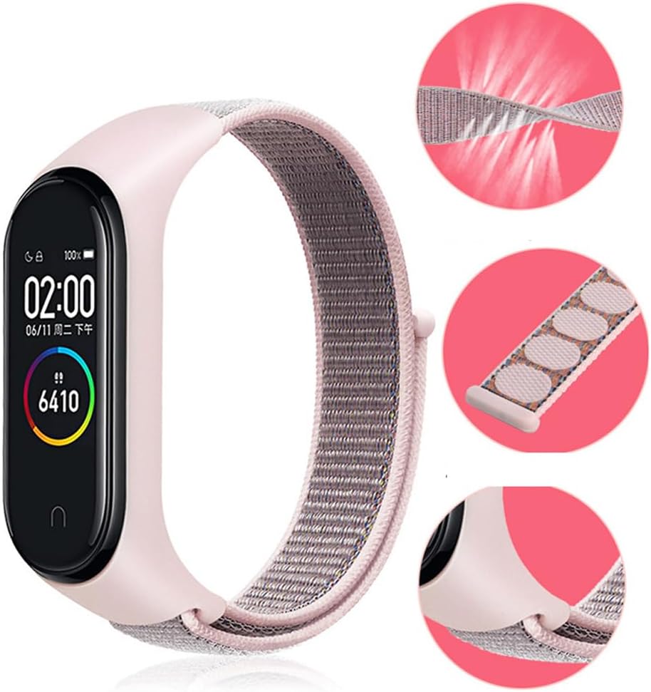 Nylon-Armbänder für Xiaomi Smart Band 7 / Mi Band 6 / Band 5 / Band 4 / Band 3, Sportarmband-Uhrenarmband, Ersatzarmband für Amazfit Band 5 (Schwarz) – Bild 3