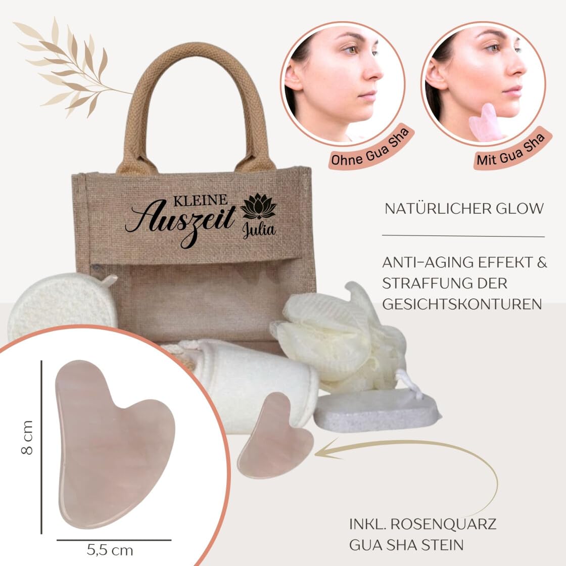 Personalisiertes Wellness Geschenkset für Frauen, Komplett Wellnessbox inkl. Inhalt, Wellnesstasche kleine Auszeit mit Namen, Geschenk Gutschein Verpackung Mama Freundin Kollegin – Bild 3