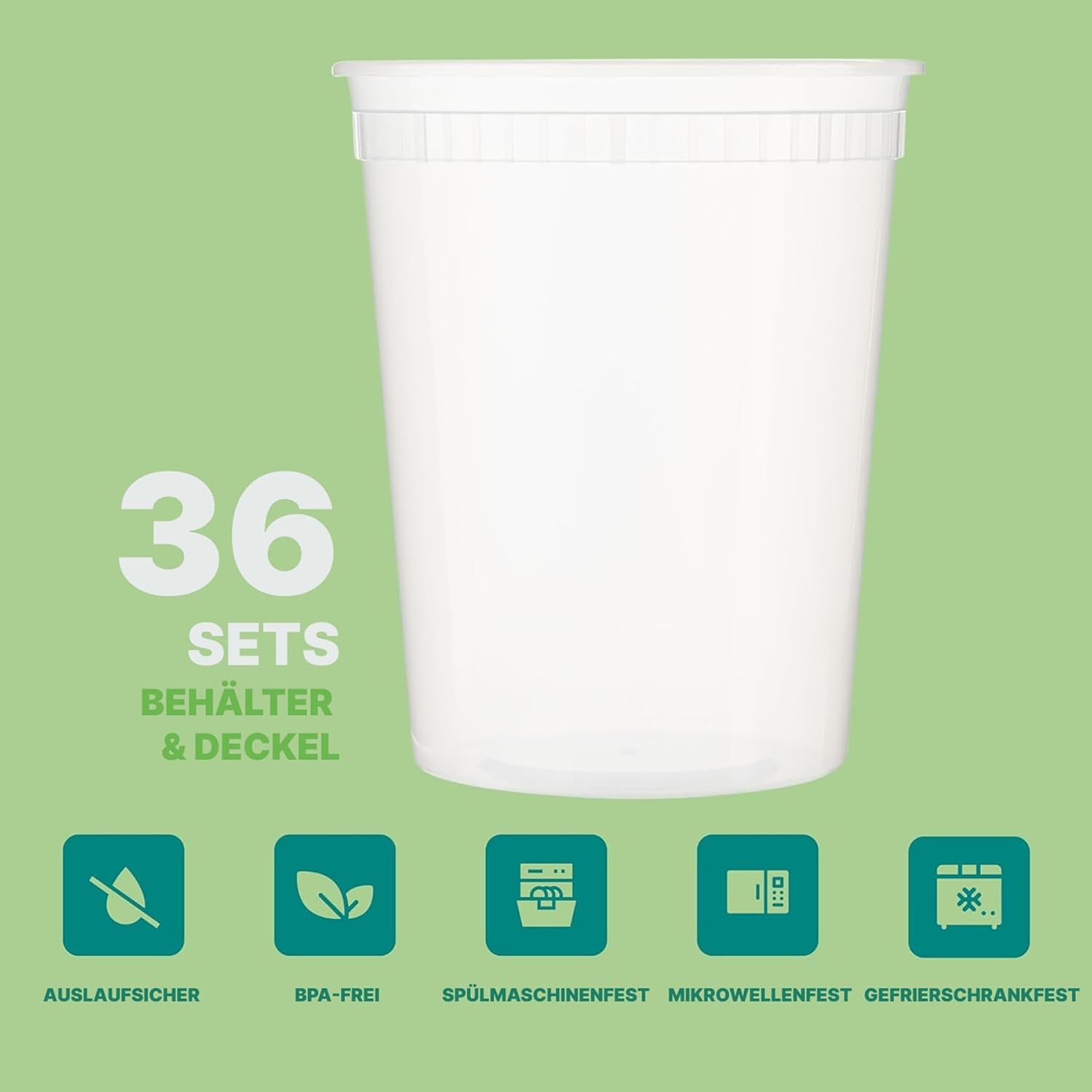 JoyServe 32 oz Deli-Lebensmittelbehälter mit Deckel – (36 Sets), luftdichte Frischhaltedosen zum Mitnehmen in Viertelgröße mit 36 Deckeln, BPA-frei, spülmaschinenfest – Bild 5