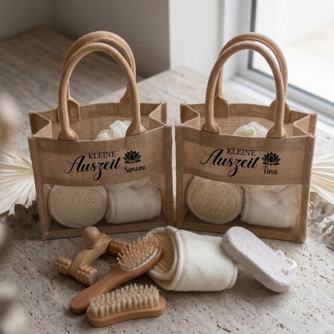 Personalisiertes Wellness Geschenkset für Frauen, Komplett Wellnessbox inkl. Inhalt, Wellnesstasche kleine Auszeit mit Namen, Geschenk Gutschein Verpackung Mama Freundin Kollegin – Bild 8