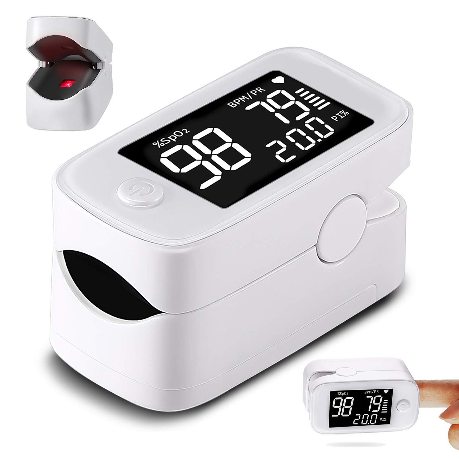 Maclean PR-870 Pulsoximeter Fingerpulsoximeter mit 1,5-Zoll-HD-LED-Display Sauerstoffsättigungsmessgerät SpO2