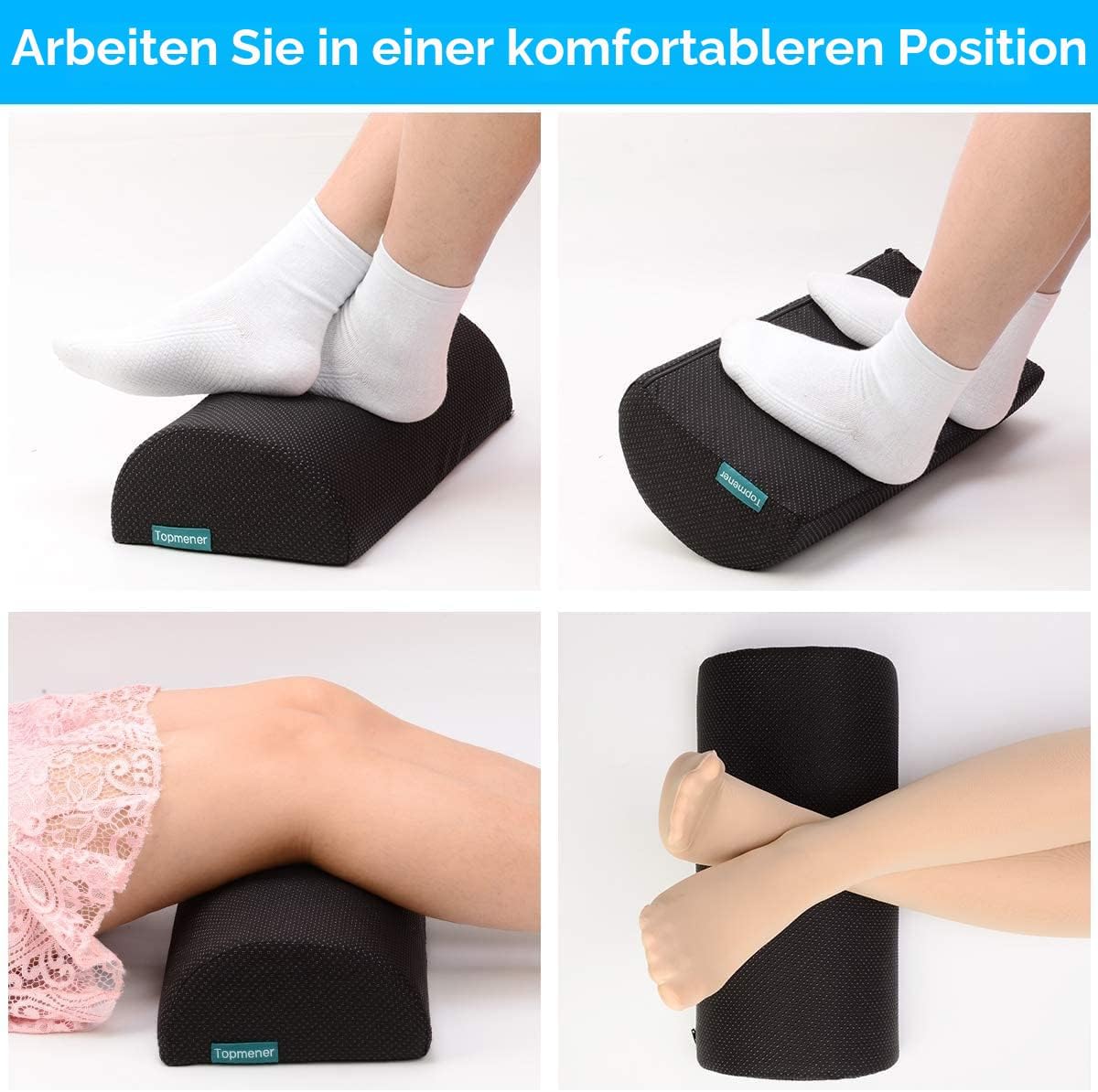 Fußstütze unter dem Schreibtisch, ergonomisches Fußstützenkissen mit Schwamm, hohe Dichte, verbesserte Körperhaltung und Stressabbau im Büro und Zuhause – Bild 5