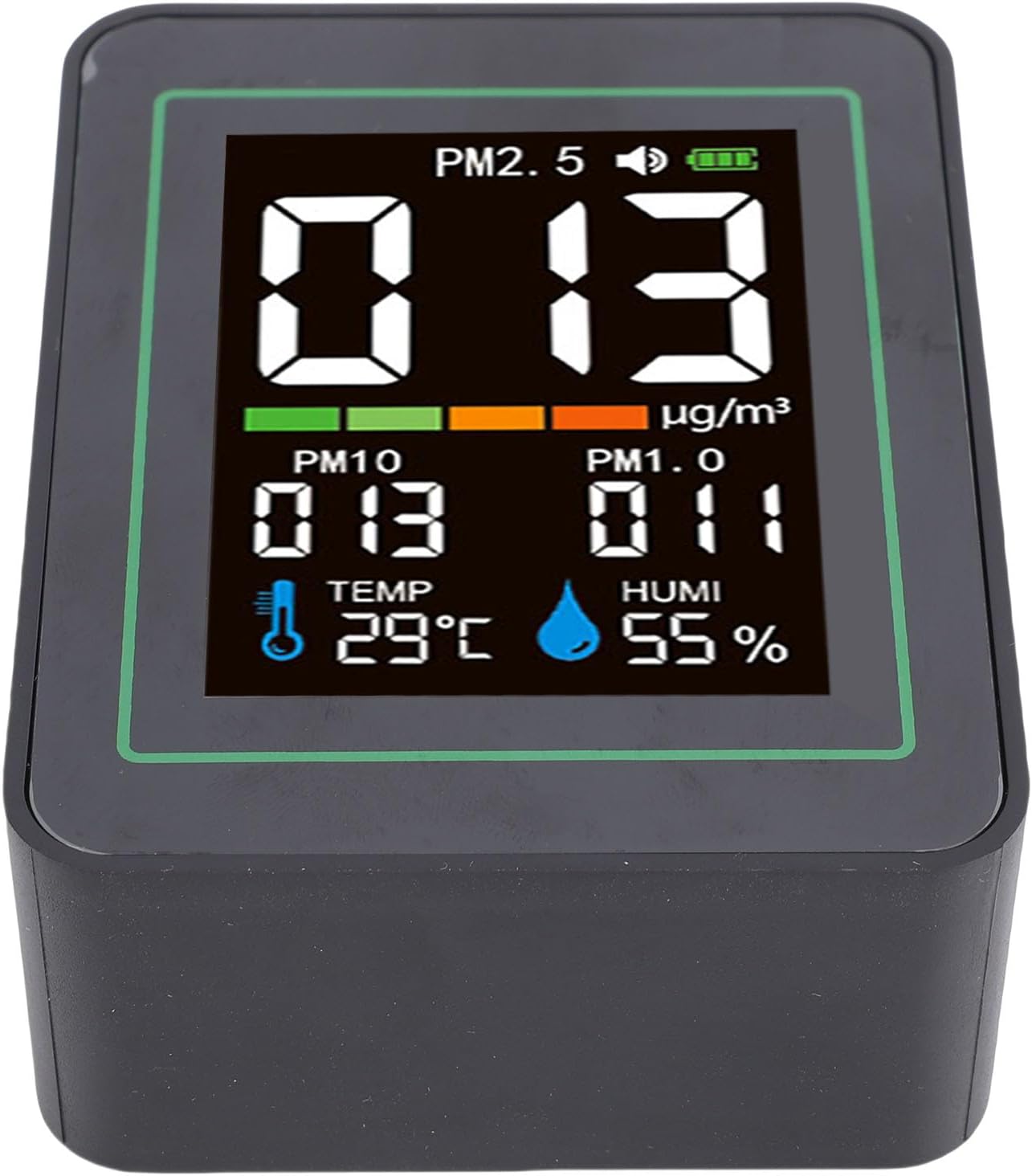 Bewinner Luftqualitätsmonitor 5-in-1: PM2,5 PM10 PM1,0-Detektor mit Temperatur- und Feuchtigkeitssensor, Echtzeittester für Zuhause, Büro, Industrie, Labor – Bild 4