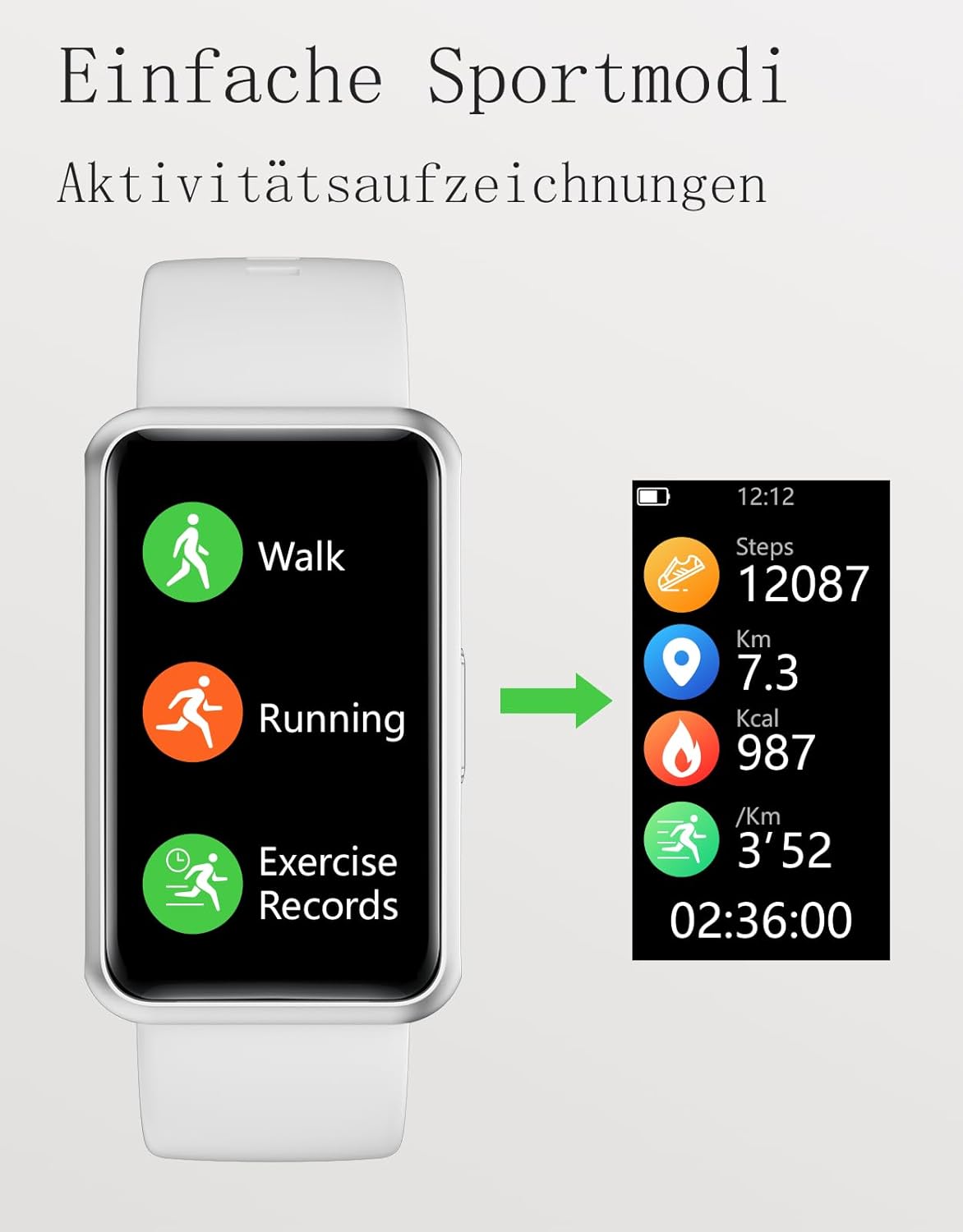 Schrittzähler-Uhr (ohne App/ohne Mobiltelefon), 1,47-Zoll-Bildschirm, einfacher Fitness-Tracker, Smartwatch mit Kalorienzähler, Schlafüberwachung, Stoppuhr, wasserdichter Timer, Gehen, Laufen, Fitnessuhr für Senioren/Männer/Frauen – Bild 4