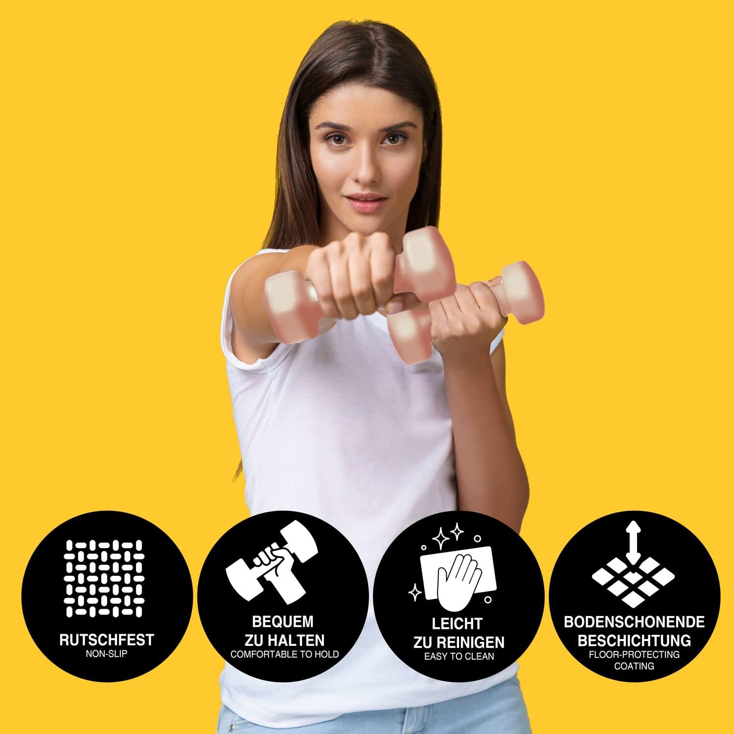 Body & Mind Hanteln 2er Set, Gymnastikhanteln, Kurzhanteln, Kurzhanteln, effektives Krafttraining mit verschiedenen Gewichten, Fitness-Workout für zu Hause – Bild 3