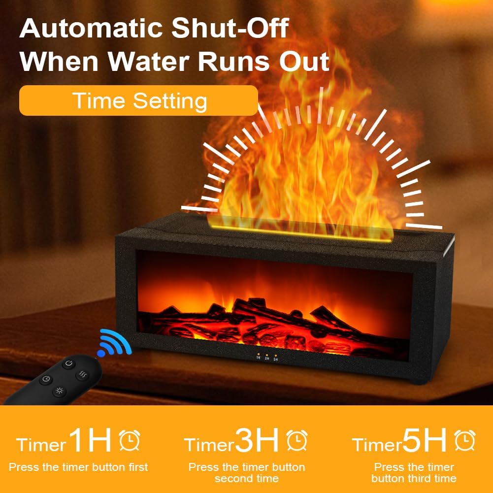 Flammen-Aroma-Diffusor, 7-Farben-Licht-Aroma-Diffusor für Duftöle, mit Fernbedienung, für Zuhause, Wohnzimmer, Schlafzimmer, Yoga, Spa, Büro – Bild 7