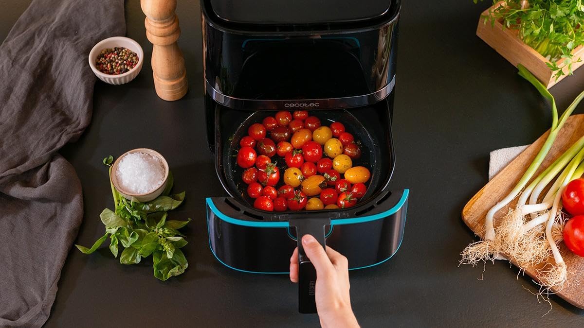 Cecotec Heißluftfritteuse 5,5 l Cecofry Full InoxBlack Pro 5500. 1700 W, ölfreie Fritteuse, Diät und Digital, Touchpad, Edelstahl-Finish, PerfectCook-Technologie, Thermostat, 8 Modi – Bild 6