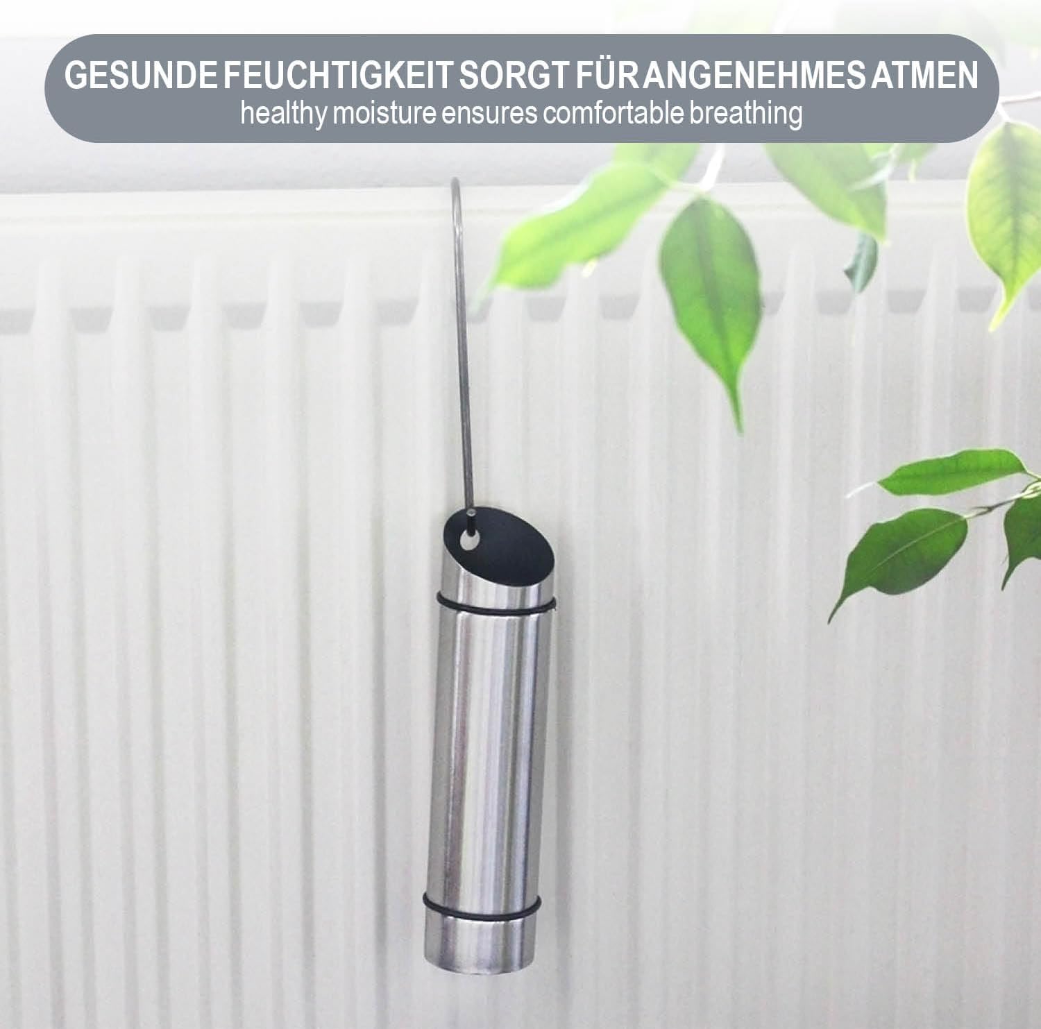 com-four 4 x Luftbefeuchter aus Edelstahl – Verdampfer für hängenden Heizkörper – Wasserbehälter mit S-Haken für ein angenehmes Raumklima – Bild 3