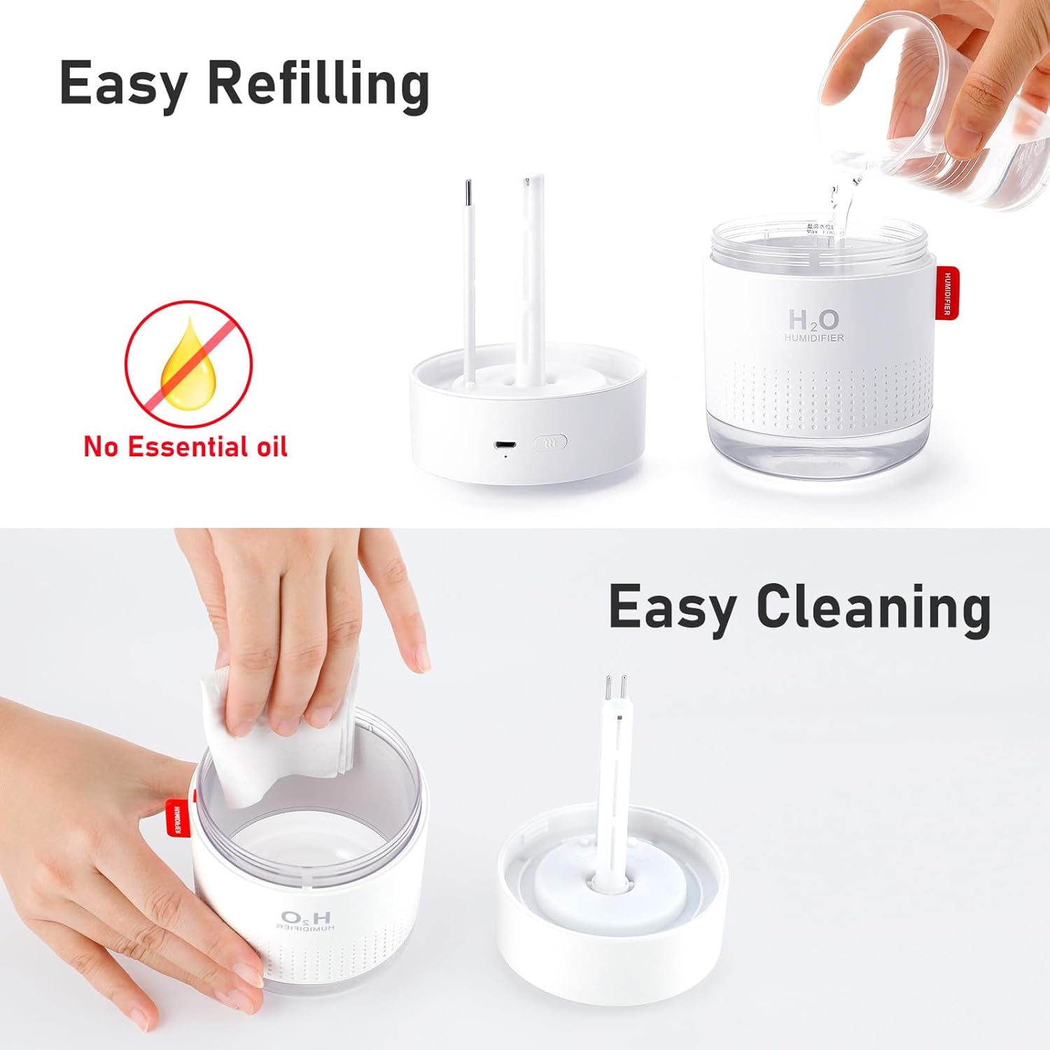 Tragbarer 500-ml-Mini-Ultraschall-Luftbefeuchter + 2 Filter für Schlafzimmer, ruhige Räume, Zuhause, Yoga, Büro, bis zu 10–16 Stunden Dauerbetrieb, automatische Abschaltung – Bild 9