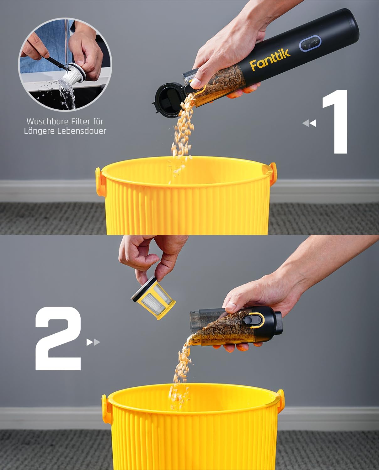 Fanttik Slim V8 APEX Akku-Autostaubsauger, 4-in-1 tragbarer Mini RobustClean Handstaubsauger mit 19000Pa/45AW Saugleistung, 2 Saugmodi, Autostaubsauger für Auto, Bürotisch, Tastaturen (Schwarz) – Bild 7