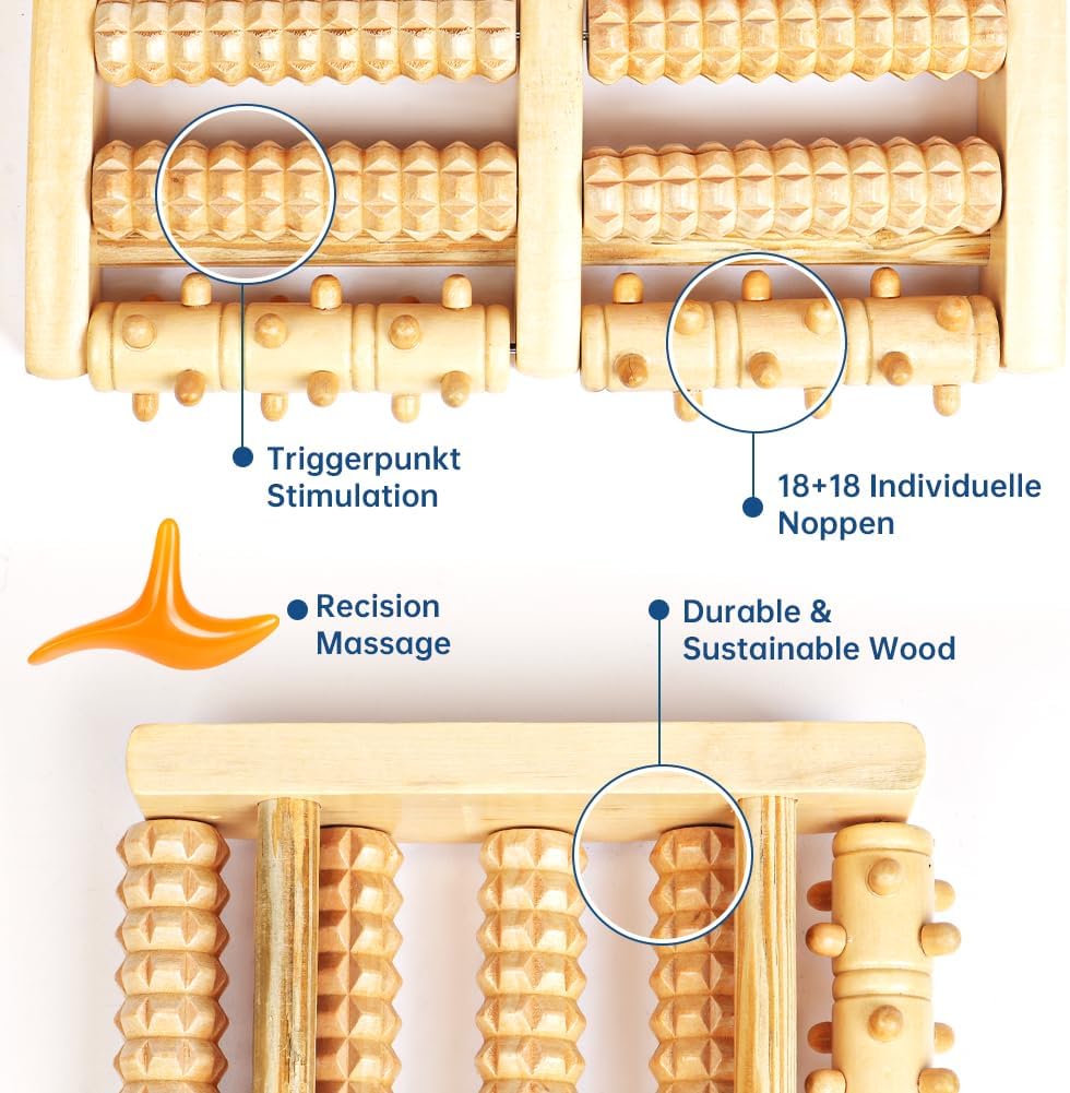 ACWOO Fußmassageroller aus Holz, Fußmassagegerät, Holzroller Fußmassage, Fersensporn-Massagegerät für Füße, Durchblutungsförderndes Fußmassagegerät, Fußroller, Stressabbau, Entspannung – Bild 3
