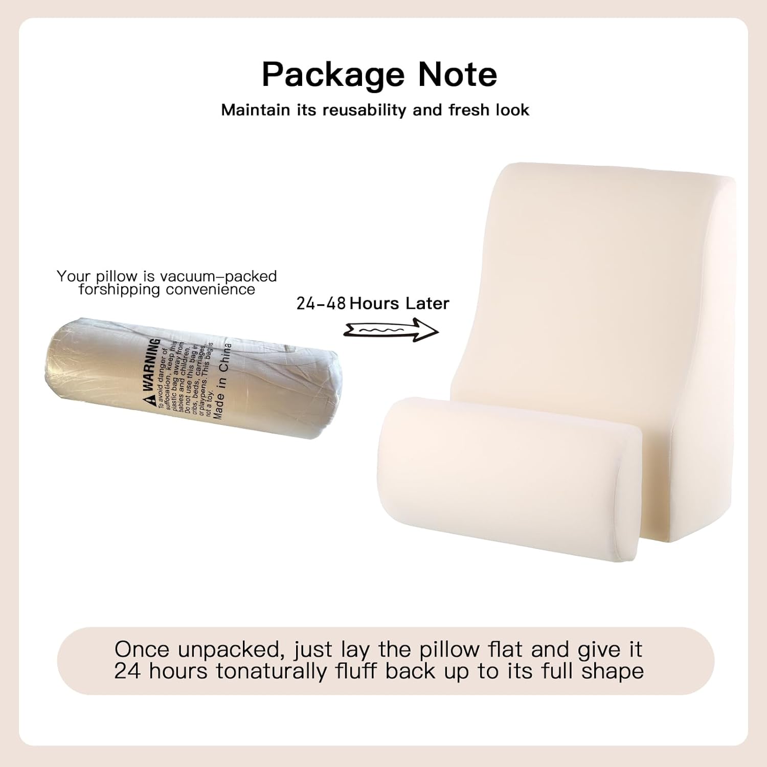 WSJHNLBEDC Lesekissen/Rückenkissen für Bett und Sofa, orthopädisches Keilkissen aus Memory-Schaum, verstellbare Kopfstütze und abnehmbarer Bezug für Rücken, Nacken und Beine, Beige, 57 x 45 x 30 cm – Bild 8