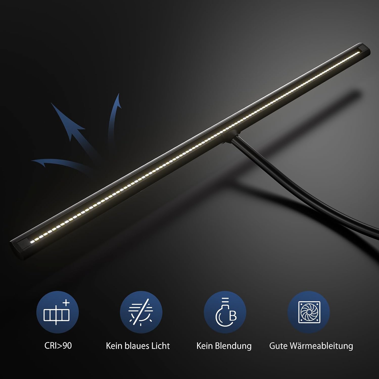 EYOCEAN LED-Schreibtischlampe mit Gestensteuerung und Fernbedienung, 24 W 80 cm klemmbare dimmbare Monitorlampe, Tageslichtlampe für Arbeiter im Büro, Leser, Architekten, Schneider – Bild 5