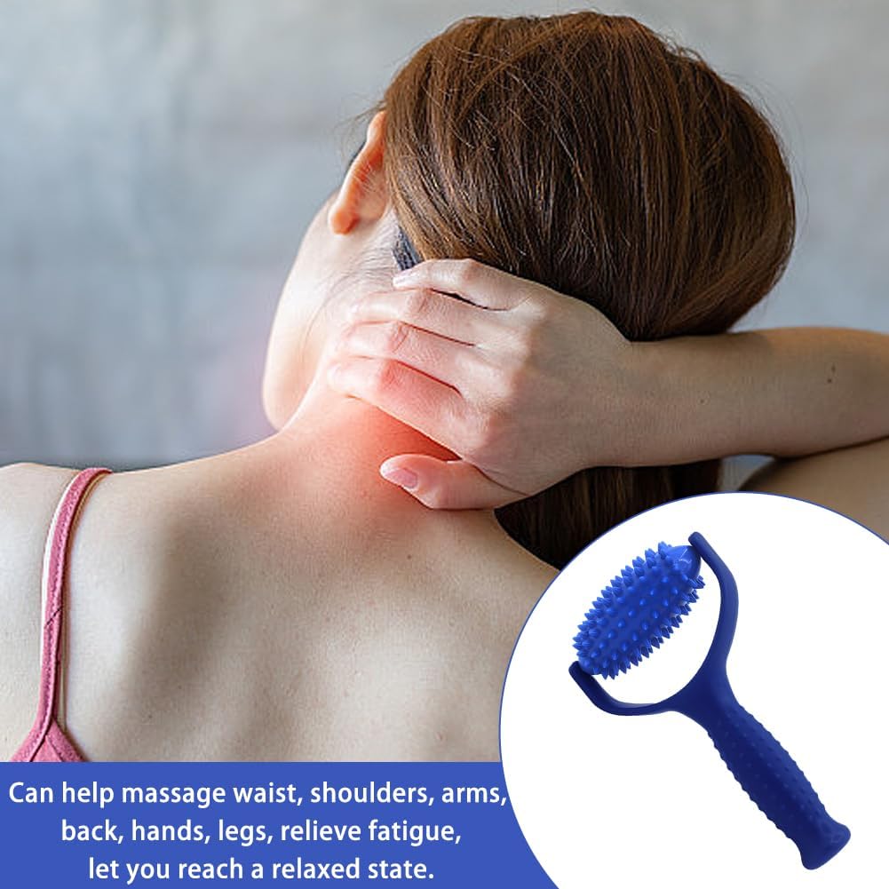 Massageroller mit Griffen, Massagegerät Faszienball mit Noppen, multifunktionaler Igelball, Massageroller zur Entspannung der Fuß-, Bein- und Rückenmuskulatur (blau) – Bild 5