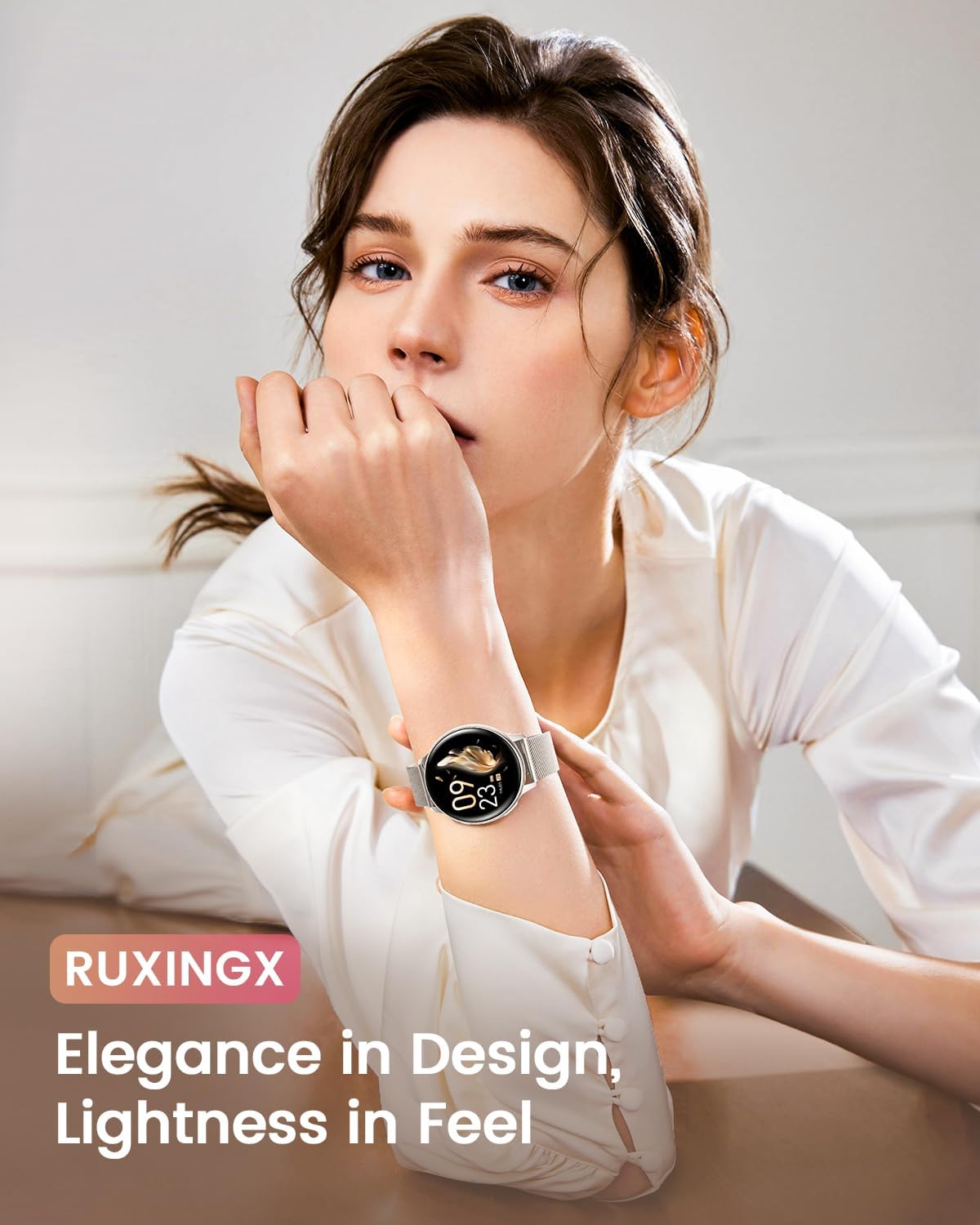 RUXINGX Damen Smartwatch, 1,27 Zoll Smartwatch rund mit Telefonfunktion, 24H SpO2 Herzfrequenzmesser, Fitnessuhr mit Schlafmonitor, 126 Sportmodi, Schrittzähler IP68 für iOS Android, Geschenkuhren für Damen, Silber – Bild 2