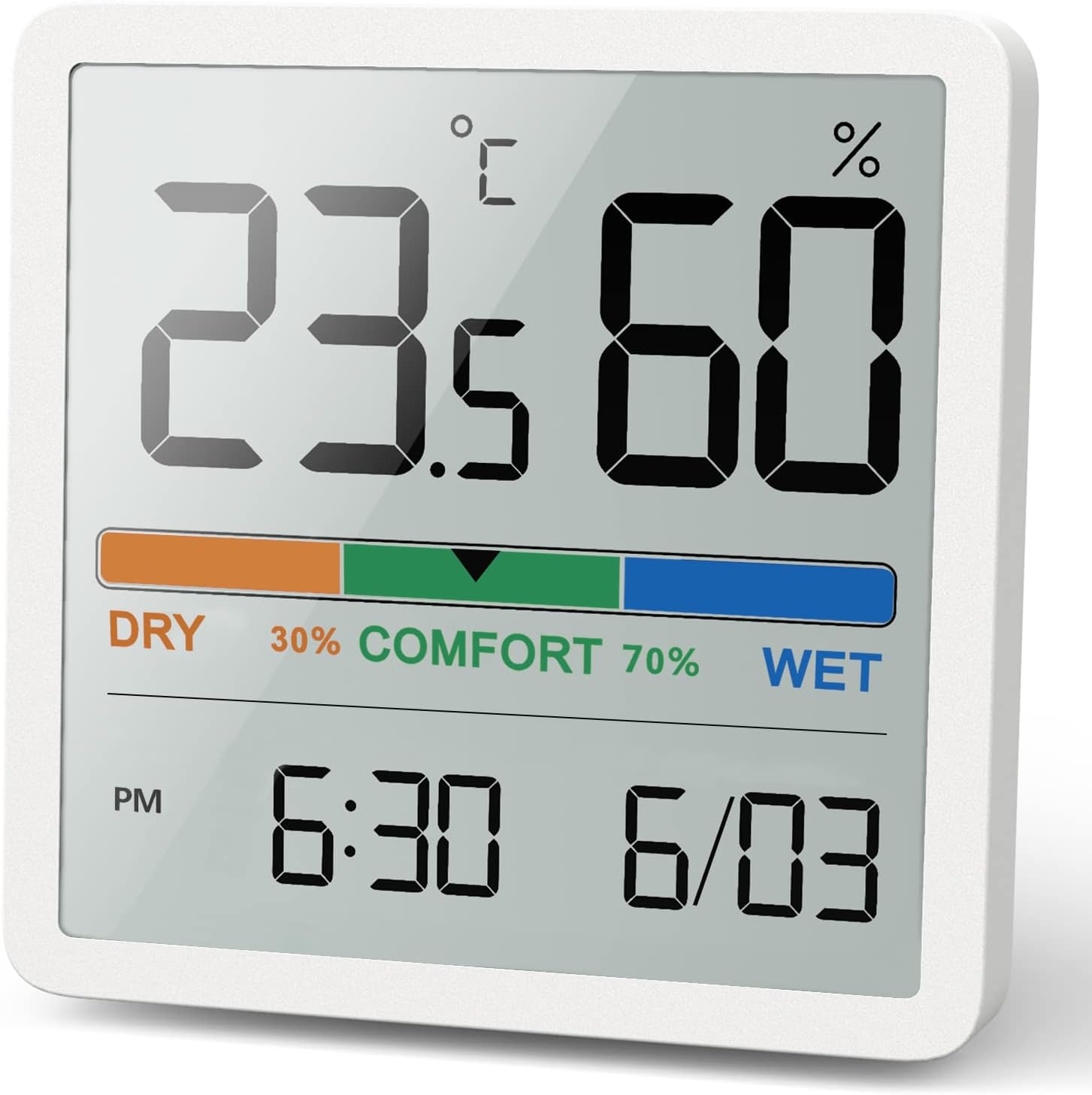 Noklead Digitales Thermo-Hygrometer, tragbares Innenthermometer-Hygrometer mit hoher Genauigkeit, Temperatur- und Luftfeuchtigkeitsmessgerät für Raumklimakontrolle, Raumluftüberwachung, Klimamonitor, Weiß