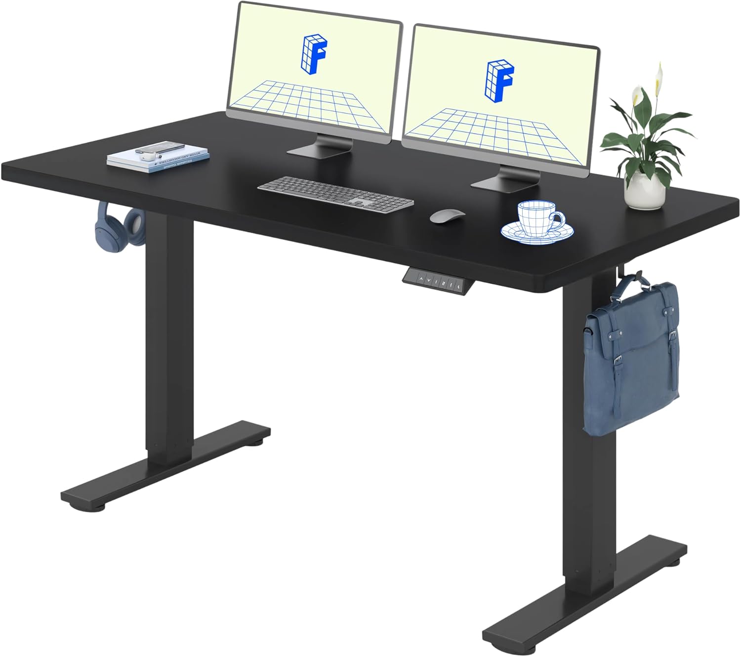 FLEXISPOT Basic höhenverstellbarer Schreibtisch 160 x 80 cm – einteilige Tischplatte – ergonomischer Sitz-Steh-Schreibtisch mit einfacher Bedienung (schwarz)