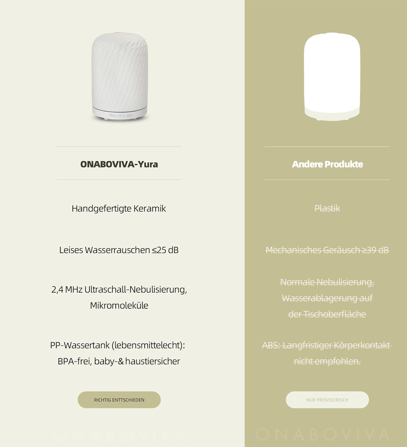Aromadiffusor – Ultraschalldiffusor mit Befeuchtung und Wellness-Licht aus handgefertigter Keramik, automatische Abschaltung, BPA-frei, geräuscharme Konstruktion, ideal für Schlafzimmer, Büro und als Geschenk – Bild 6