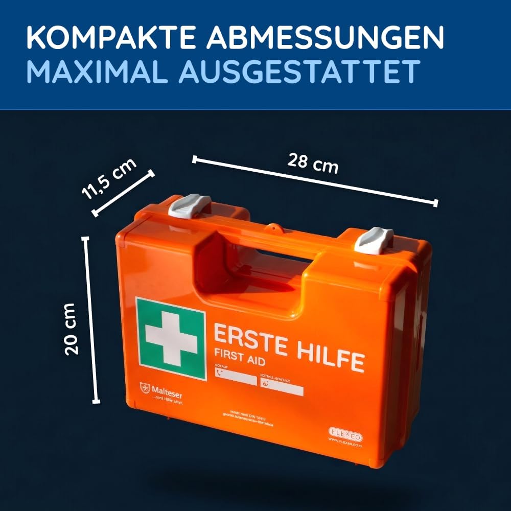 Erste-Hilfe-Koffer für Unternehmen, Inhalt nach DIN 13157, orange, gefüllter Erste-Hilfe-Kasten mit Wandhalterung – Bild 5