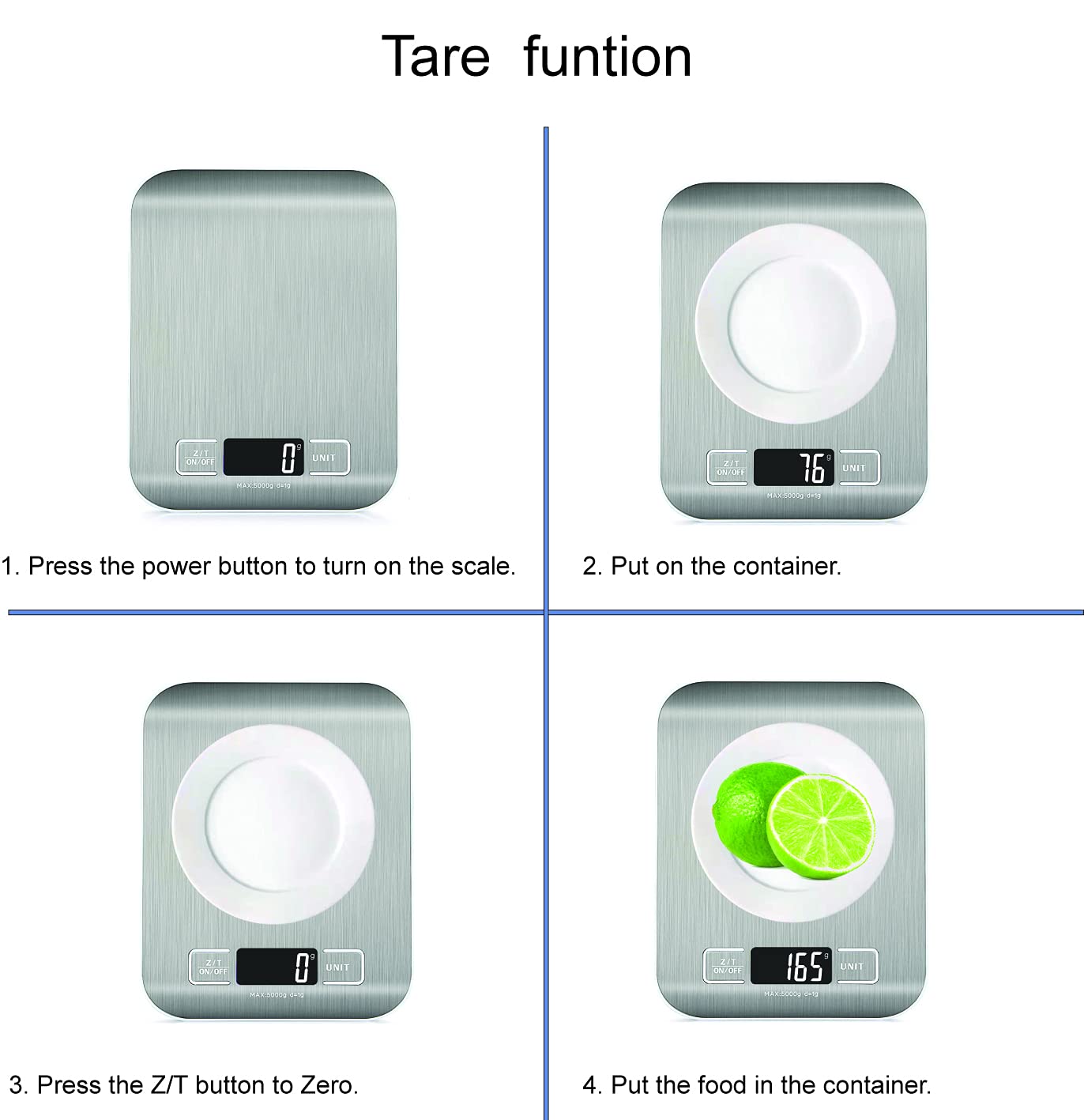 HomeFashion Digitale Küchenwaage, 5 kg, 1 g, 11 lb, Edelstahlplattform, LED-Anzeige, Präzisions-Lebensmittelwaage für Küche, Kochen, Backen, Zuhause und Büro – Bild 6