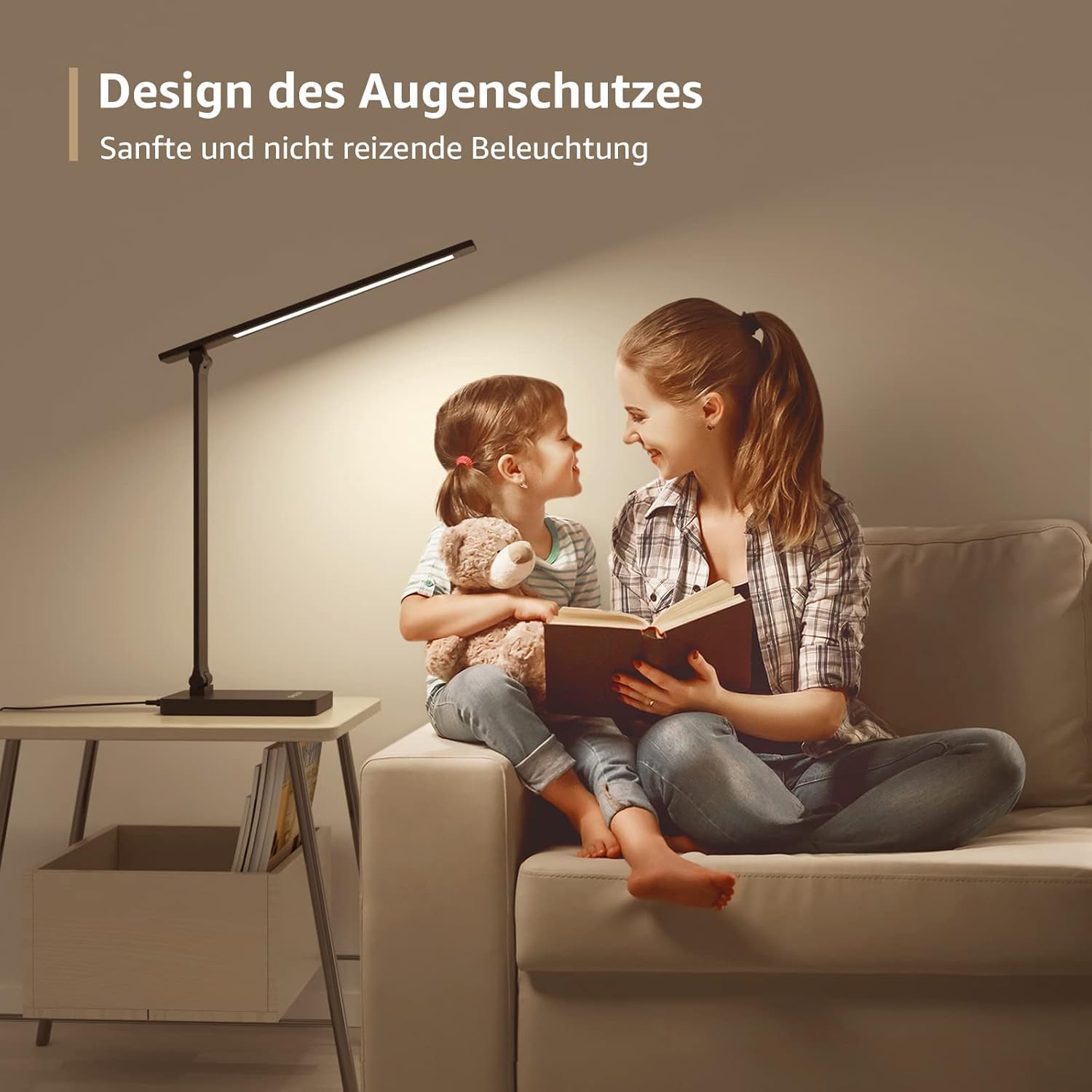 Lepro Schreibtischlampe, LED-Tischlampe, dimmbar, Nachttischlampe, 750 lm, 3 Farben und 5 Helligkeitsstufen, Tageslichtlampe, Tischlampe, Schreibtischlampe für Kinder, Büro, Kunststoff, Schwarz – Bild 3