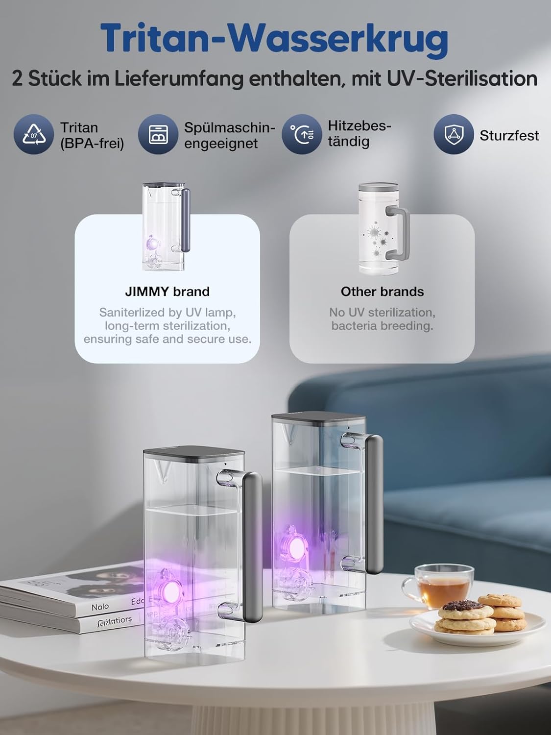 Jimmy R9 Osmosesystem-Trinkwasser-Arbeitsplatte, Umkehrosmosesystem-Wasserfilter, mit Heißwasserspender, 7-Stufen-Filterung von Umkehrosmose und Mineralien, UV, 3S-Heizung, 7 Temperaturoptionen, Echtzeit-TDS-Monitor – Bild 7