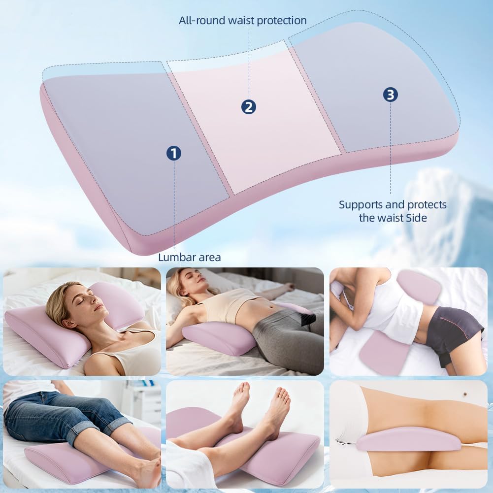 HOTUT Lendenwirbelstützkissen, orthopädisches Memory-Schaum-Lendenkissen, Lendenkissen zum Schlafen für Bett, Sofa, Stuhl, Auto und Bürostuhl (Rosa) – Bild 6