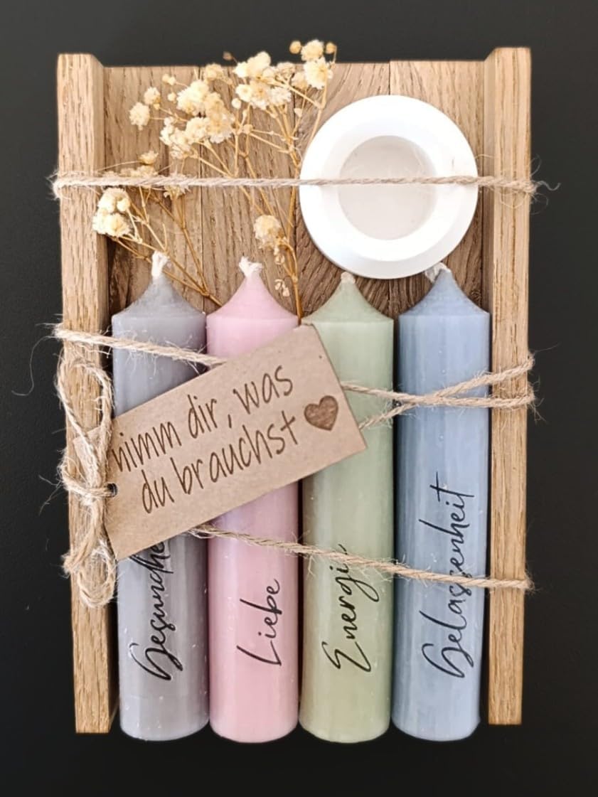 Kerzen-Geschenkset | Nehmen Sie, was Sie brauchen | Kerzenhalter & Trockenblumen – Stilvolle Geschenke für Frauen, Freundin, Geschenke für Mama, Lieblingsmensch, Geschenkset Frauen