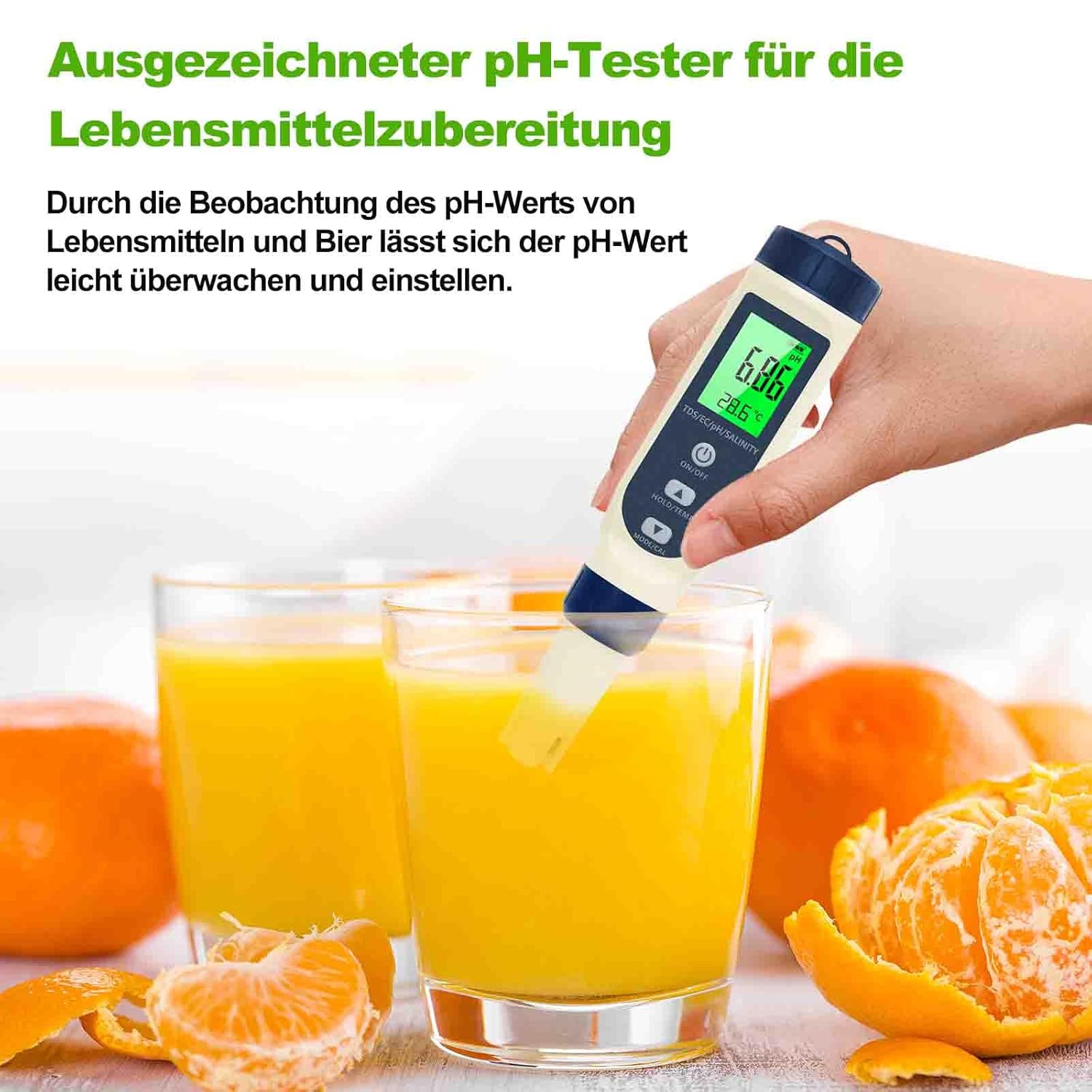 PH-Messgerät Wasser, PH/TDS/EC/Salzgehalt/Thermometer 5-in-1 pH-Wert-Messgerät mit LCD-Display, automatischer Temperaturkompensation pH-Tester, hochpräziser Wassertester, ideal für Trinkwasser, Pool – Bild 5