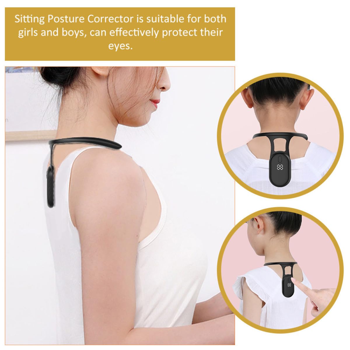 Angoily Ergonomischer Haltungstrainer mit Vibrationen und LCD-Sensor, praktischer Haltungskorrektor für Schüler zur Unterstützung einer gesunden Sitzhaltung im Büro und in der Schule – Bild 8