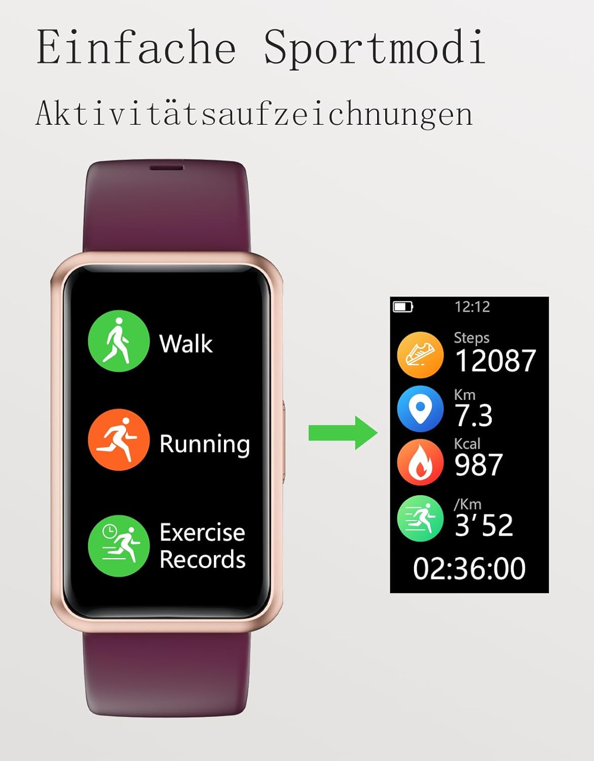 Schrittzähler-Uhr (ohne App/ohne Mobiltelefon), 1,47-Zoll-Bildschirm, einfacher Fitness-Tracker, Smartwatch mit Kalorienzähler, Schlafüberwachung, Stoppuhr, wasserdichter Timer, Gehen, Laufen, Fitnessuhr für Senioren/Männer/Frauen – Bild 4