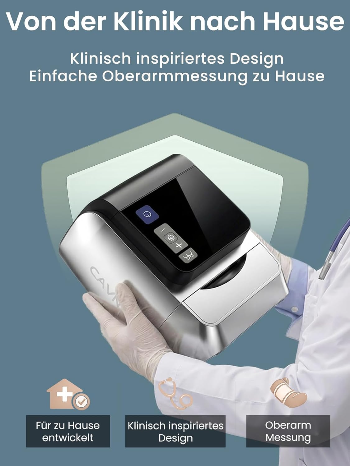 CAVN Blutdruckmessgerät Oberarm mit Automatik-Arm-Tunnel: Ein-Knopf Blutdruckmessgerät für die Heimanwendung, 22-40cm Universal-Manschette, 4x199 Speicher, Arrhythmie-Erkennung, inkl. USB-C – Bild 8