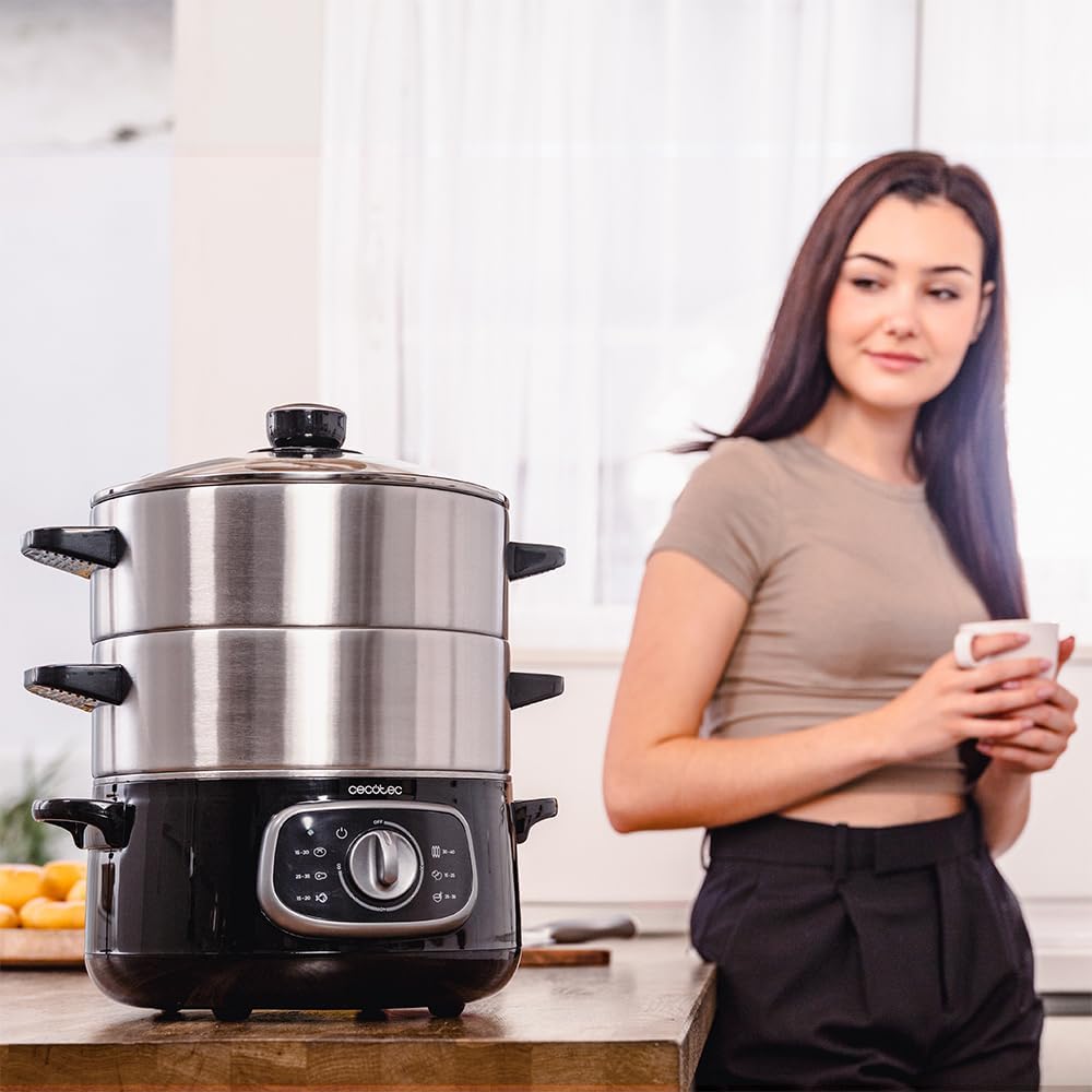 Cecotec Vapovita Steelpot elektrischer Dampfgarer. Leistung 1300 W, Edelstahlbehälter, 10 l, einstellbare Zeit, automatische Abschaltung, einfache Reinigung, spezieller Deckel, gesundes Kochen, Sicherheit – Bild 7