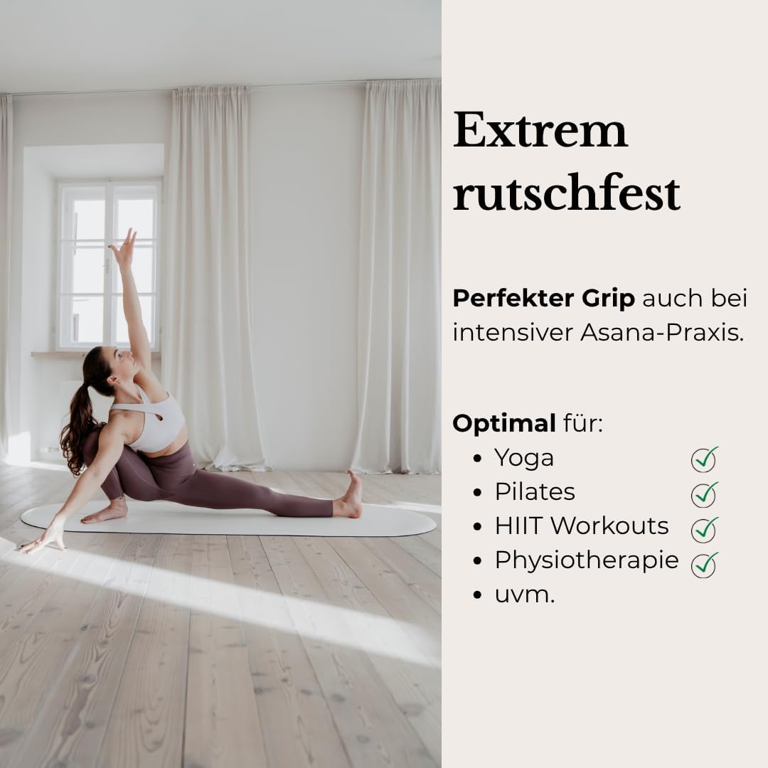 Ovale Yogamatte & Pilatesmatte in Kapselform, 190 x 68 x 0,42 cm, gelenkschonend, rutschfest & biologisch abbaubar, inklusive Tragegurt, TÜV geprüft & REACH zertifiziert – Bild 9