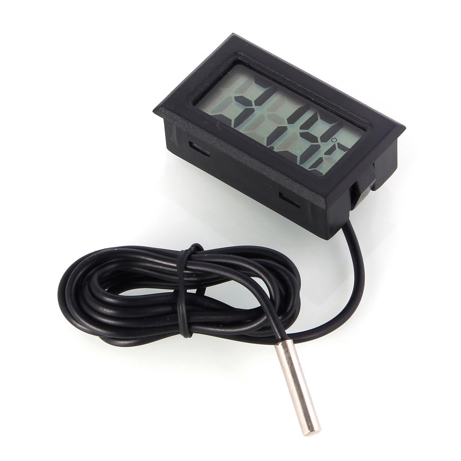 ARCELI Digitales LCD-Thermometer, Temperaturüberwachung mit externer Sonde für Kühlschrank, Gefrierschrank, Kühlschrank, Aquarium – Schwarz