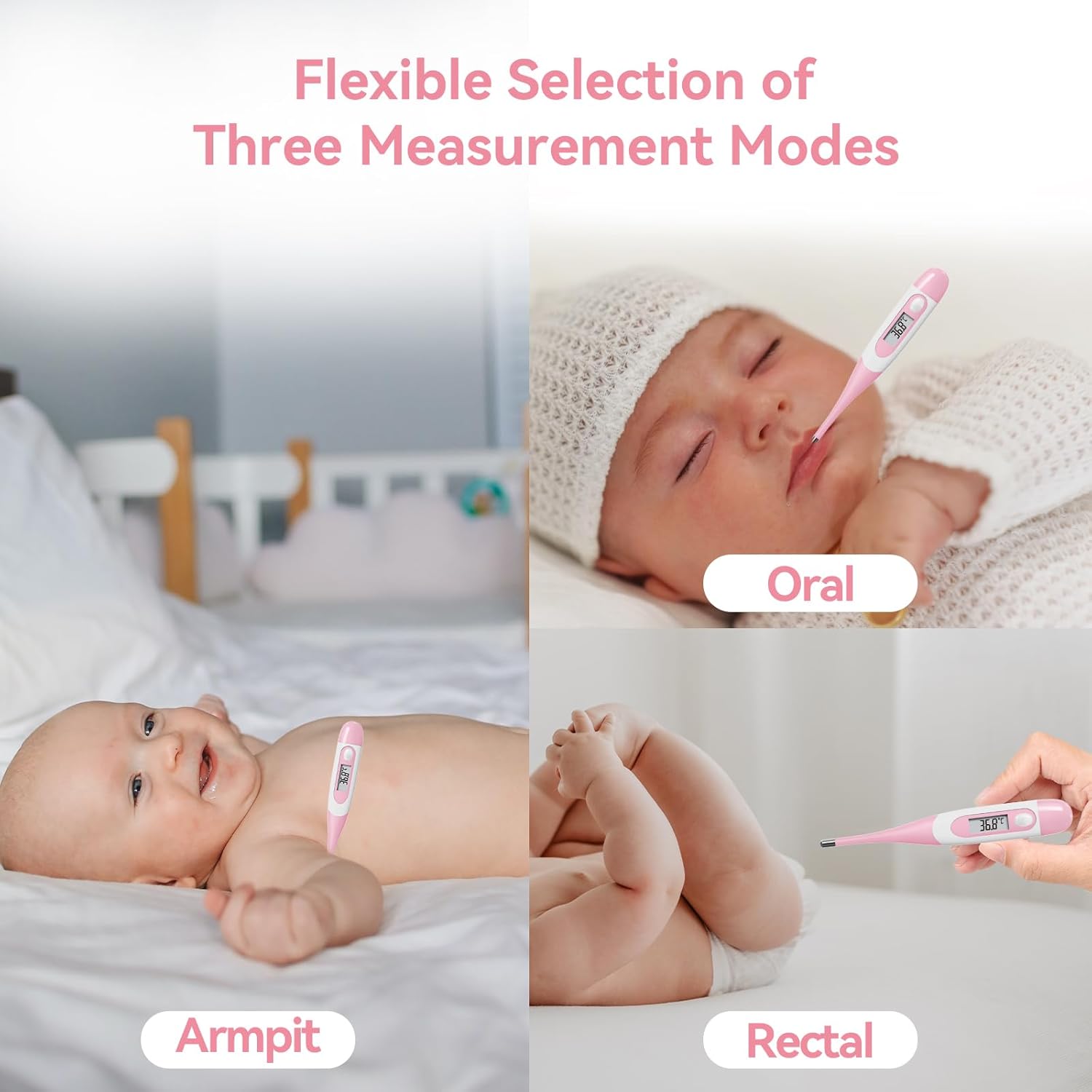 Snomd Digitales Fieberthermometer für Erwachsene und Kinder, medizinisches Thermometer mit Fieberalarm und flexibler Spitze – Bild 2