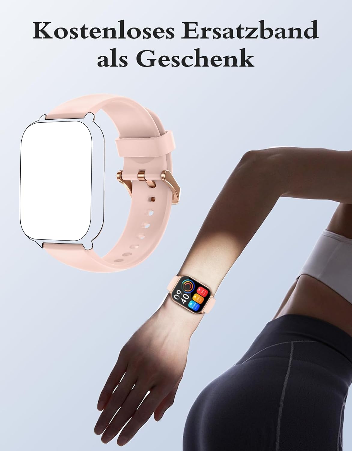 RUIMEN Smartwatch mit Telefonfunktion, Smartwatch für Damen, 1,85 Zoll HD-Bildschirm, Fitnessuhr mit SpO2-Überwachung, Herzfrequenzmesser, Schlafmonitor, Schrittzähleruhr, 110+ Trainingsmodi für Android iOS (2 Bänder) – Bild 8