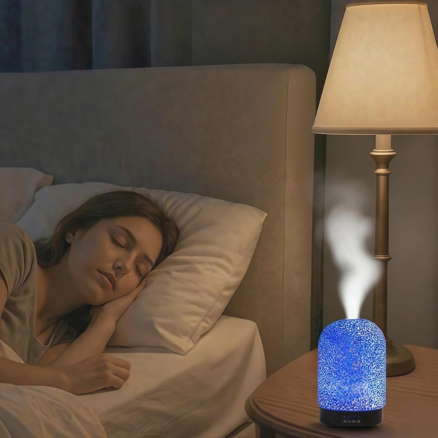 VOREEN Aromadiffusor mit manuell aufgeklebtem Mosaikglas, Ultraschall-Duftvernebler für ätherische Öle mit LED-Licht & Timer, Raumduftdiffusor für Schlafzimmer, Büro – Bild 8