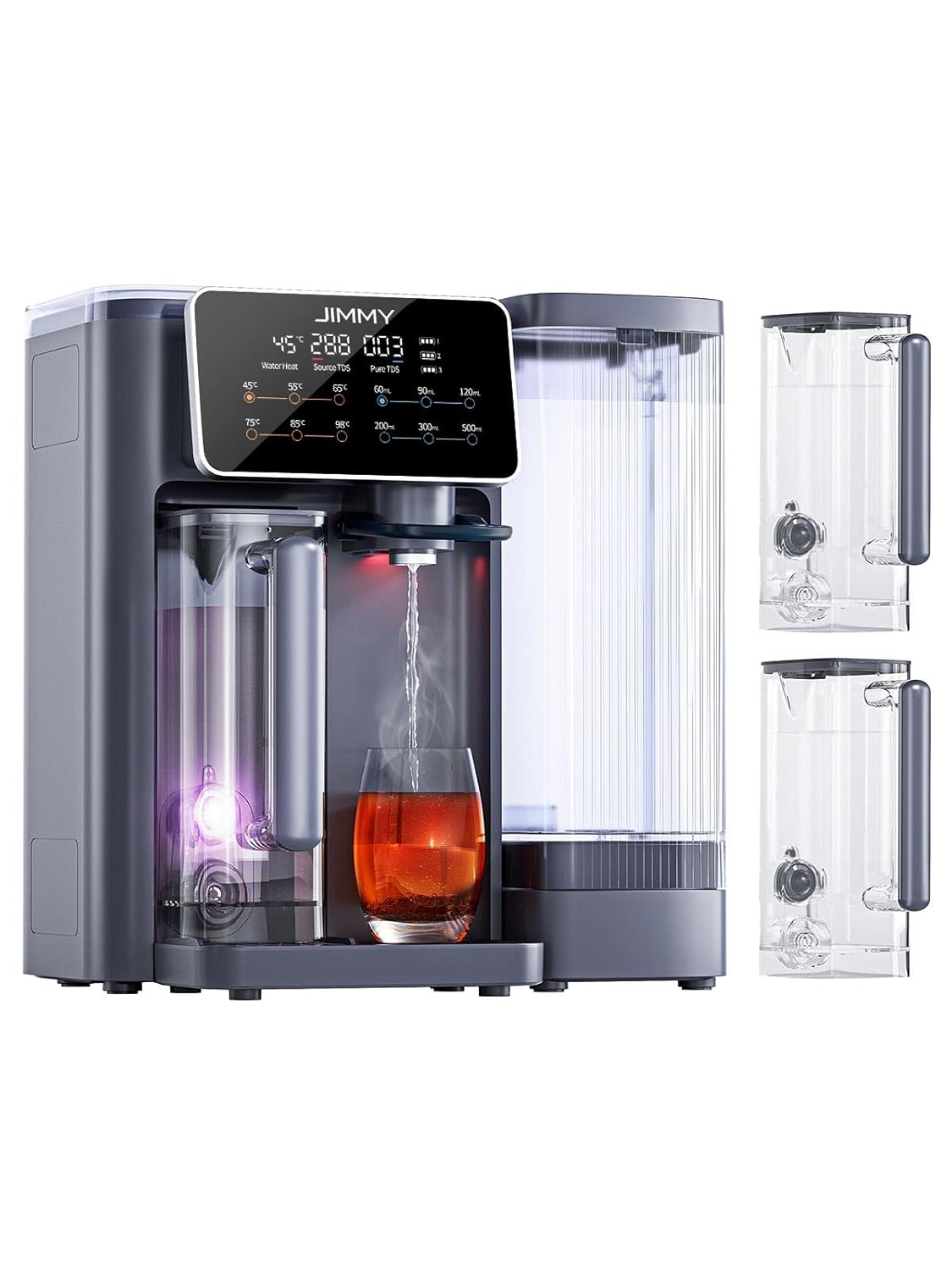 Jimmy R9 Osmosesystem-Trinkwasser-Arbeitsplatte, Umkehrosmosesystem-Wasserfilter, mit Heißwasserspender, 7-Stufen-Filterung von Umkehrosmose und Mineralien, UV, 3S-Heizung, 7 Temperaturoptionen, Echtzeit-TDS-Monitor