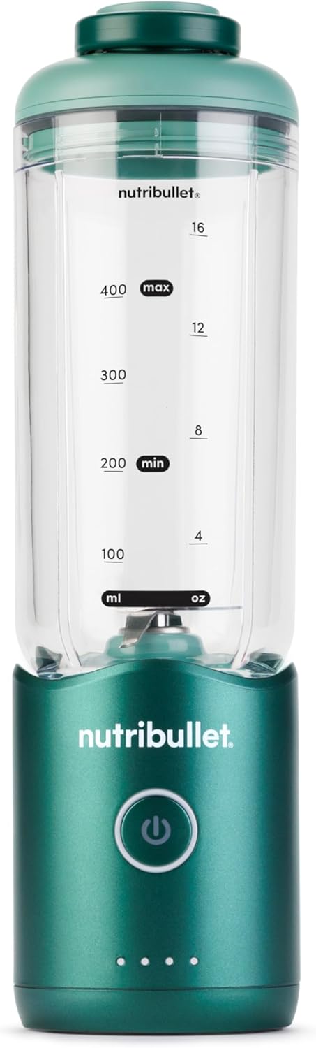 Nutribullet Flex 590 ml tragbarer Smoothie-Mixer mit Trinkdeckel, zerkleinert Eis und gefrorene Früchte, USB-C, Tragegurt, BPA-freier Becher, leicht zu reinigen, Waldgrün (NBP013GR) – Bild 2