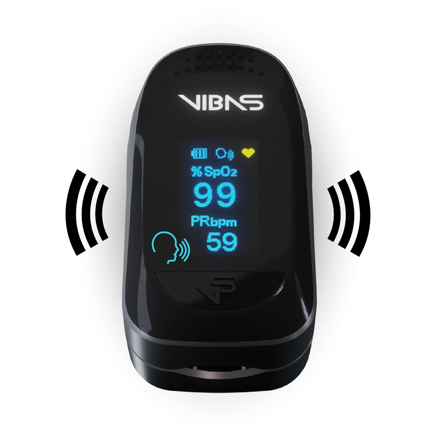 iVoice Oxy Sprechendes Pulsoximeter mit Sprachfunktion, Misst SpO₂ & Herzfrequenz, Mehrsprachig, Automatische Wiederholung, Lautstärke Einstellbar, Inkl. Batterien