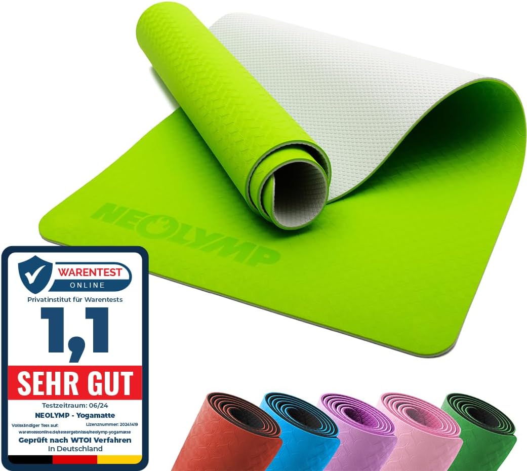 Premium Yogamatte / Sportmatte für den professionellen Sportbereich und E-Book mit über 100 Übungen, Gymnastikmatte, Fitnessmatte, Trainingsmatte, Pilatesmatte, Weichbodenmatte.