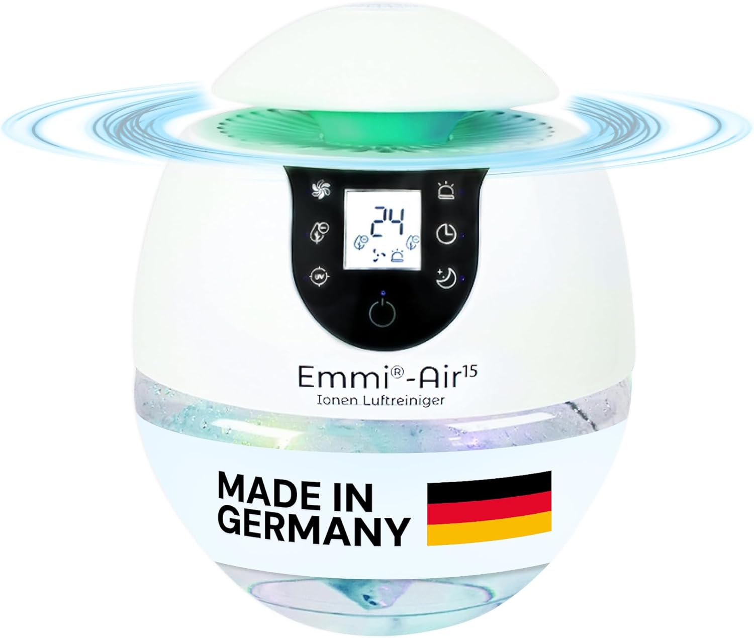 emmi-AIR Luftreiniger bis 35 m², leiser Luftreiniger ohne Filter, Negativ-Ionen-Technologie gegen Staub, Pollen & Gerüche, Luftreiniger für Allergiker, energieeffizient und wartungsfrei